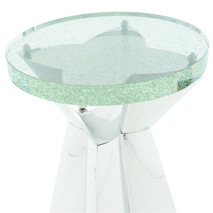Bernhardt Bernhardt Sculptural Anika Round Chairside Table With Bubble Glass Top & Polished Stainless Base, 23.5" 372101