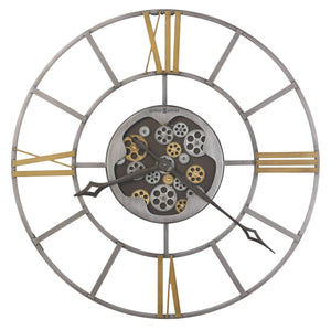 Hekman Furniture 625820 Amaya Stunning 34" Wall Clock In Wrought Iron With Antique Gold & Aged Silver Finishes  Amaya Wall Clock 625820