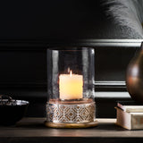 Christopher Knight Home® - Noble House - Woodworth Boho Handcrafted Mango Wood Hurricane Candle Holder, Natural and Nickel