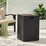 Christopher Knight Home® - Noble House - Wellington Outdoor 30,000 Btu Square Fire Column, Brushed Black