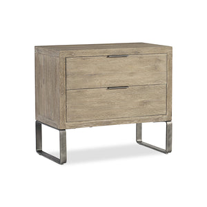 Bernhardt Bernhardt Tribeca Nightstand Aurum Oak With Textured Steel Sled Base, Soft-Close Drawers & Usb Charging 333229