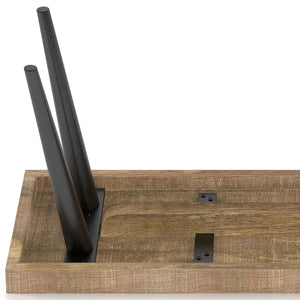 English Elm Durham Handcrafted Distressed Natural Mango Wood Bench with Black Metal Legs — Rustic Modern Entryway Seat B136P158598