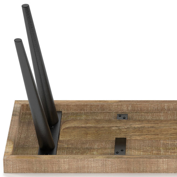 English Elm Durham Handcrafted Distressed Natural Mango Wood Bench with Black Metal Legs — Rustic Modern Entryway Seat B136P158598