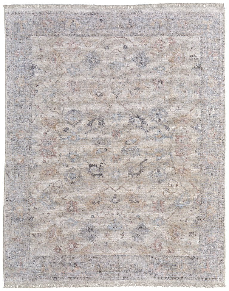 Feizy Rugs Caldwell Handwoven Wool & Viscose Area Rug - Transitional Bohemian Floral Design For Elegant Spaces Ivory,Tan,Blue Wool,Viscose 8798976fivy000f50