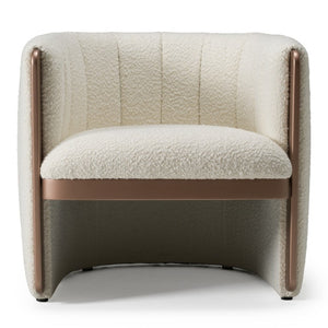 VIG Furniture Joselyn Cream Bouclé Accent Chair With Curved Paneled Back, Copper-Brown Legs, Cozy Modern Seat VGOD-ZW-22051-CH