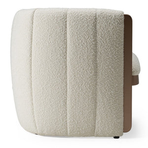 VIG Furniture Joselyn Cream Bouclé Accent Chair With Curved Paneled Back, Copper-Brown Legs, Cozy Modern Seat VGOD-ZW-22051-CH