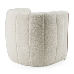 VIG Furniture Joselyn Cream Bouclé Accent Chair With Curved Paneled Back, Copper-Brown Legs, Cozy Modern Seat VGOD-ZW-22051-CH