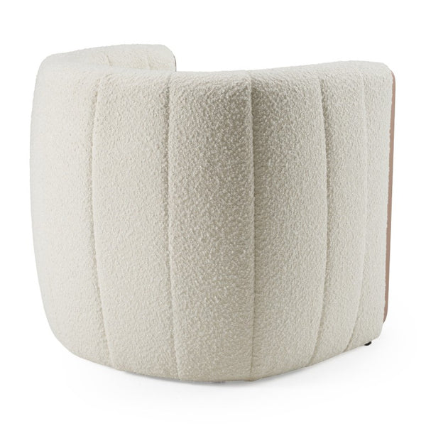 VIG Furniture Joselyn Cream Bouclé Accent Chair With Curved Paneled Back, Copper-Brown Legs, Cozy Modern Seat VGOD-ZW-22051-CH