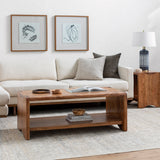 Joiner JOE-001 18"H x 48"W x 24"D Coffee Table JOE-001  Top: Brown; Base: Brown Surya