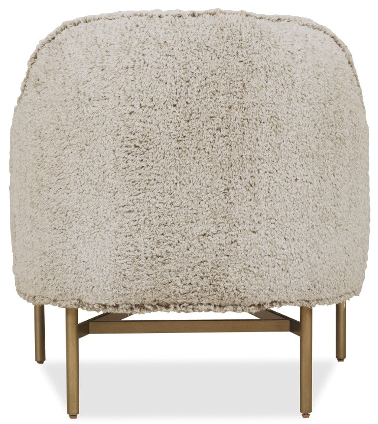 Hooker Furniture Milo Shear Fawn Lounge Chair With Rounded Barrel Back, Gold Metal Base — Plush Modern Accent Seating CC902-01-483