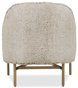 Hooker Furniture Milo Shear Fawn Lounge Chair With Rounded Barrel Back, Gold Metal Base — Plush Modern Accent Seating CC902-01-483