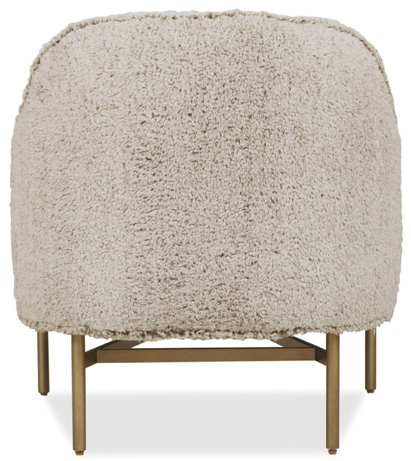 Hooker Furniture Milo Shear Fawn Lounge Chair With Rounded Barrel Back, Gold Metal Base — Plush Modern Accent Seating CC902-01-483
