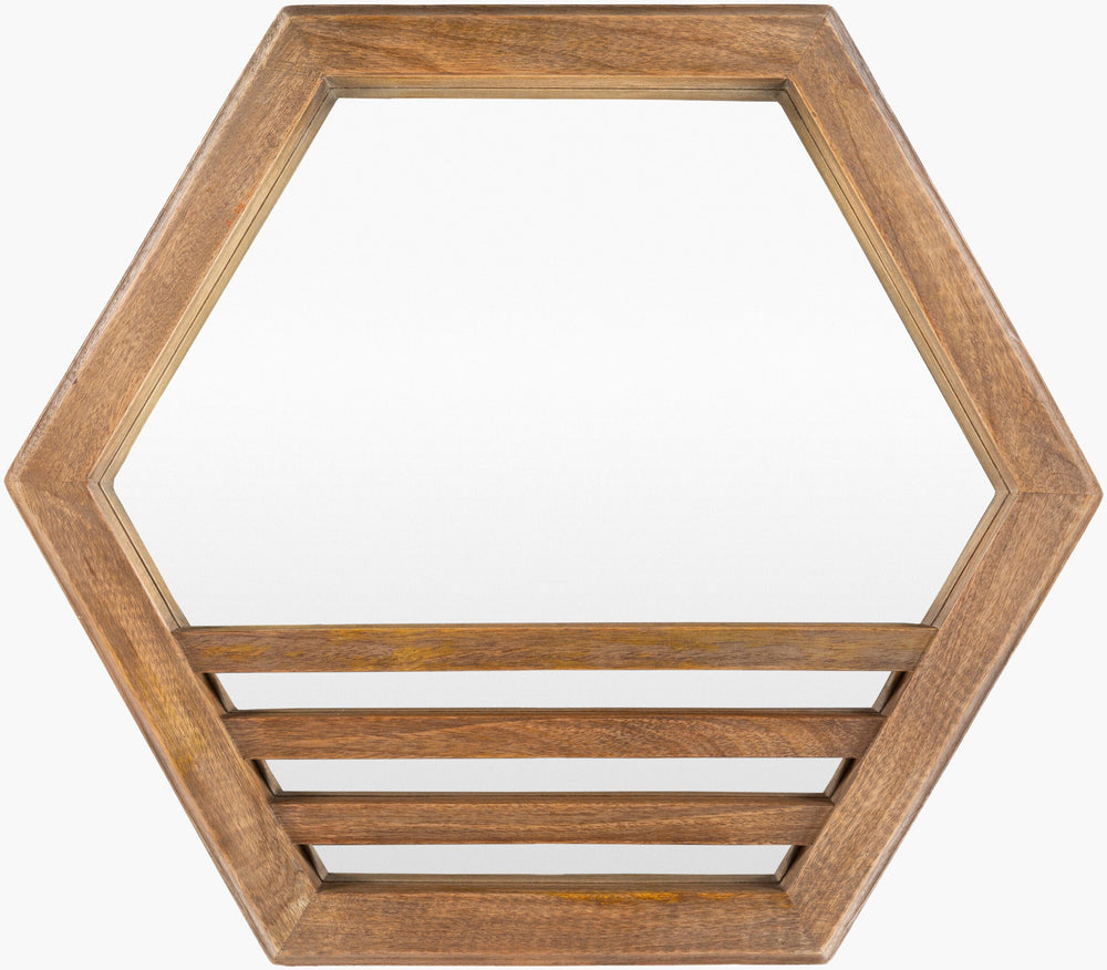 Surya Jorah Stylish Mango Wood Mirror - 16" Inlaid Design, Versatile Orientation For Modern Spaces Frame, Brown Mango Wood Joh001-3016
