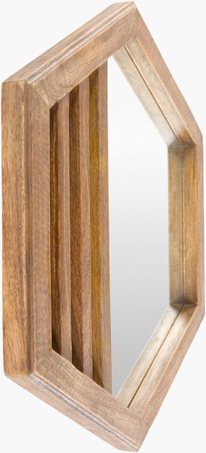 Surya Jorah Stylish Mango Wood Mirror - 16" Inlaid Design, Versatile Orientation For Modern Spaces Frame, Brown Mango Wood Joh001-3016