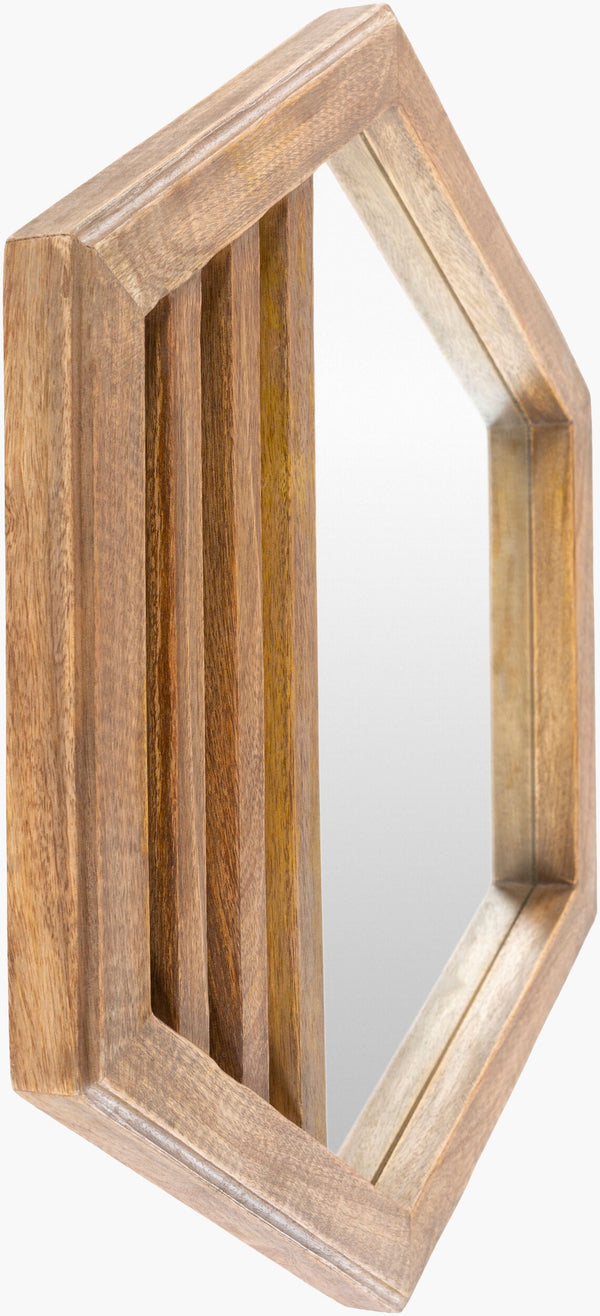 Surya Jorah Stylish Mango Wood Mirror - 16" Inlaid Design, Versatile Orientation For Modern Spaces Frame, Brown Mango Wood Joh001-3016
