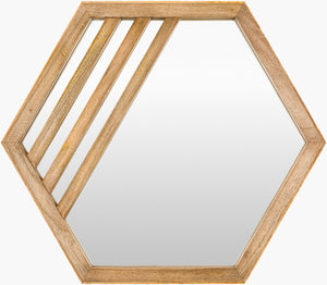 Surya Jorah 23" Accent Mirror In Mango Wood With Stylish Inlaid Design For Modern Home Décor & Spaces Frame, Brown Mango Wood Joh002-2323