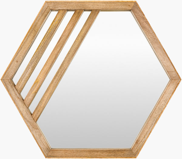 Surya Jorah 23" Accent Mirror In Mango Wood With Stylish Inlaid Design For Modern Home Décor & Spaces Frame, Brown Mango Wood Joh002-2323