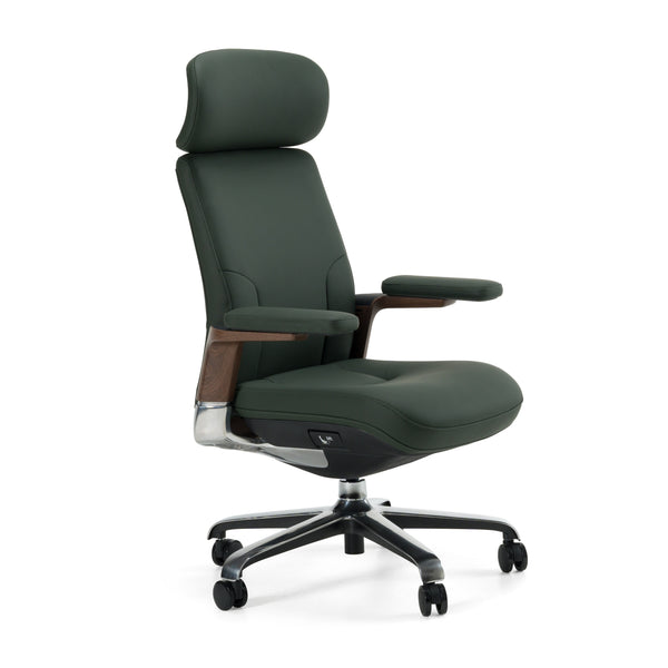 Vig Furniture Modrest Johnson - Luxurious Green Leather Executive Office Chair For Modern Workspace Elegance Green  Vgfu-fk006-a-grn