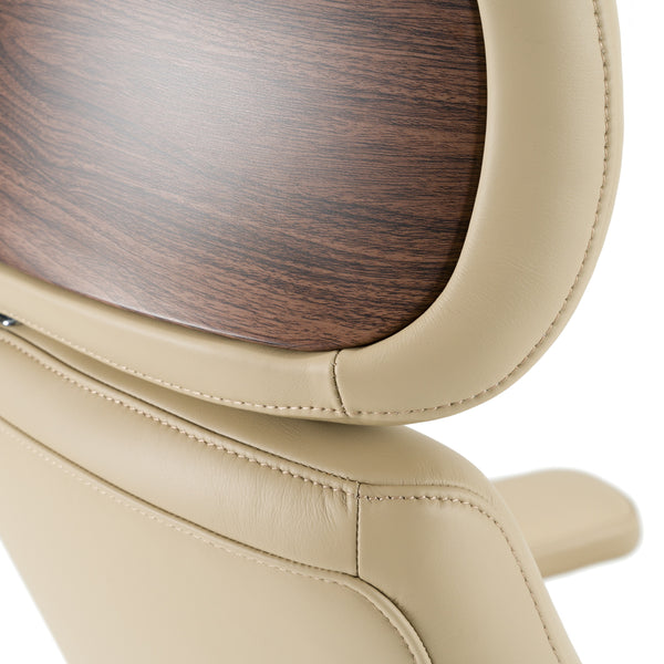 Vig Furniture Modrest Johnson - Elegant Beige Leather Executive Office Chair With Walnut Accents For Comfort Beige  Vgfu-fk006-a-bge