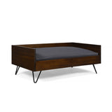 Christopher Knight Home® - Noble House - Bonneville Mid Century Modern Ped Bed with Acacia Wood Frame, Dark Oak and Dark Gray