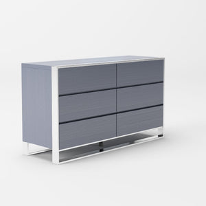VIG Furniture Jolene Contemporary Grey Dresser With 6 Soft-Close Drawers, Stainless Steel Frame, Fully Assembled (97) VGBBMC1710DR-GRY-DRS