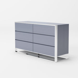 VIG Furniture Jolene Contemporary Grey Dresser With 6 Soft-Close Drawers, Stainless Steel Frame, Fully Assembled (97) VGBBMC1710DR-GRY-DRS