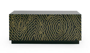 VIG Furniture Jonah- Black High-Gloss Buffet With Polished Gold Inlay, Cinematic Glam Storage W70.86" X H30.7" VGVC-G2199-BLK