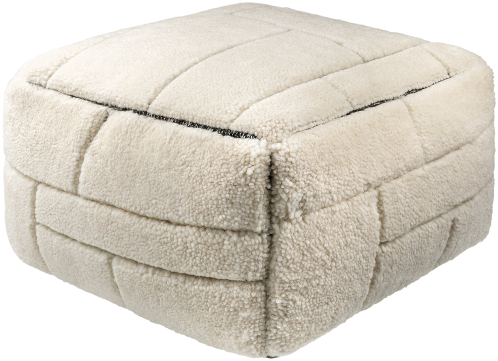Jakob JOPF-001 14"H x 24"W x 24"D Pouf JOPF001-142424  Off-White, Light Grey, Ash, Slate Grey Taupe Surya