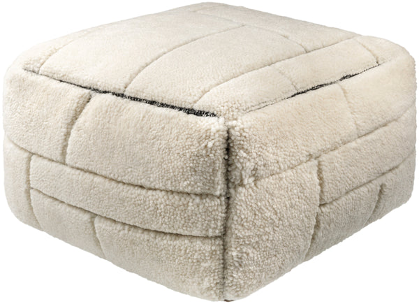 Jakob JOPF-001 14"H x 24"W x 24"D Pouf JOPF001-142424  Off-White, Light Grey, Ash, Slate Grey Taupe Surya