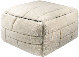 Jakob JOPF-001 14"H x 24"W x 24"D Pouf JOPF001-142424  Off-White, Light Grey, Ash, Slate Grey Taupe Surya