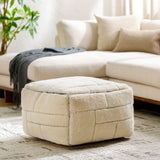 Jakob JOPF-001 14"H x 24"W x 24"D Pouf JOPF001-142424  Off-White, Light Grey, Ash, Slate Grey Taupe Surya