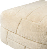 Jakob JOPF-002 14"H x 24"W x 24"D Pouf JOPF002-142424  Off-White, Pearl, Ash Surya