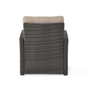 English Elm Christopher Knight Home® - ST MARTA SINGLE SOFA Grey PE Rattan Armchair with Waterproof Cushions, Button-Tufted, Weather-Resistant 57723.00GRY