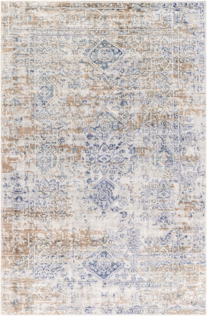 Jordan JOR-2300 8' x 8' Round Handmade Rug JOR2300-8RD  Deep Teal, Dark Brown, Medium Gray Surya