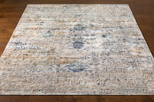 Jordan JOR-2300 8' x 8' Round Handmade Rug JOR2300-8RD  Deep Teal, Dark Brown, Medium Gray Surya