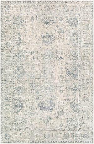 Jordan JOR-2301 6' x 9' Handmade Rug JOR2301-69  Deep Teal, Denim, Tan, Cream Surya
