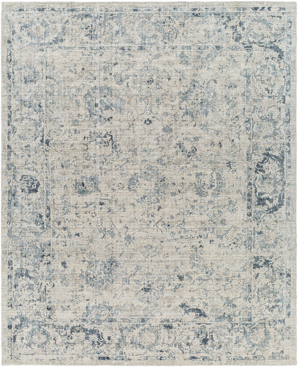 Jordan JOR-2303 9' x 12' Handmade Rug JOR2303-912  Ink Blue, White, Olive, Light Gray, Gray, Light Blue Surya