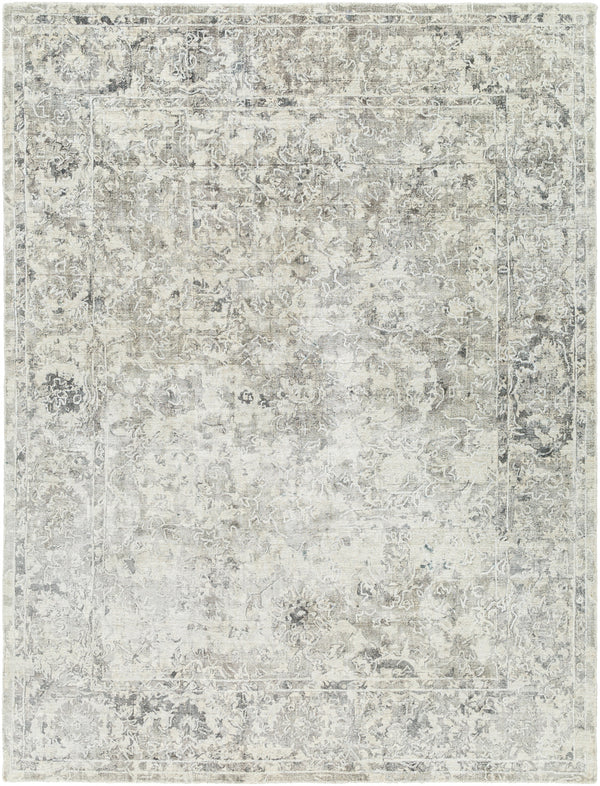 Jordan JOR-2304 9' x 12' Handmade Rug JOR2304-912  Medium Gray, Light Gray, Light Beige, Charcoal, Black Surya