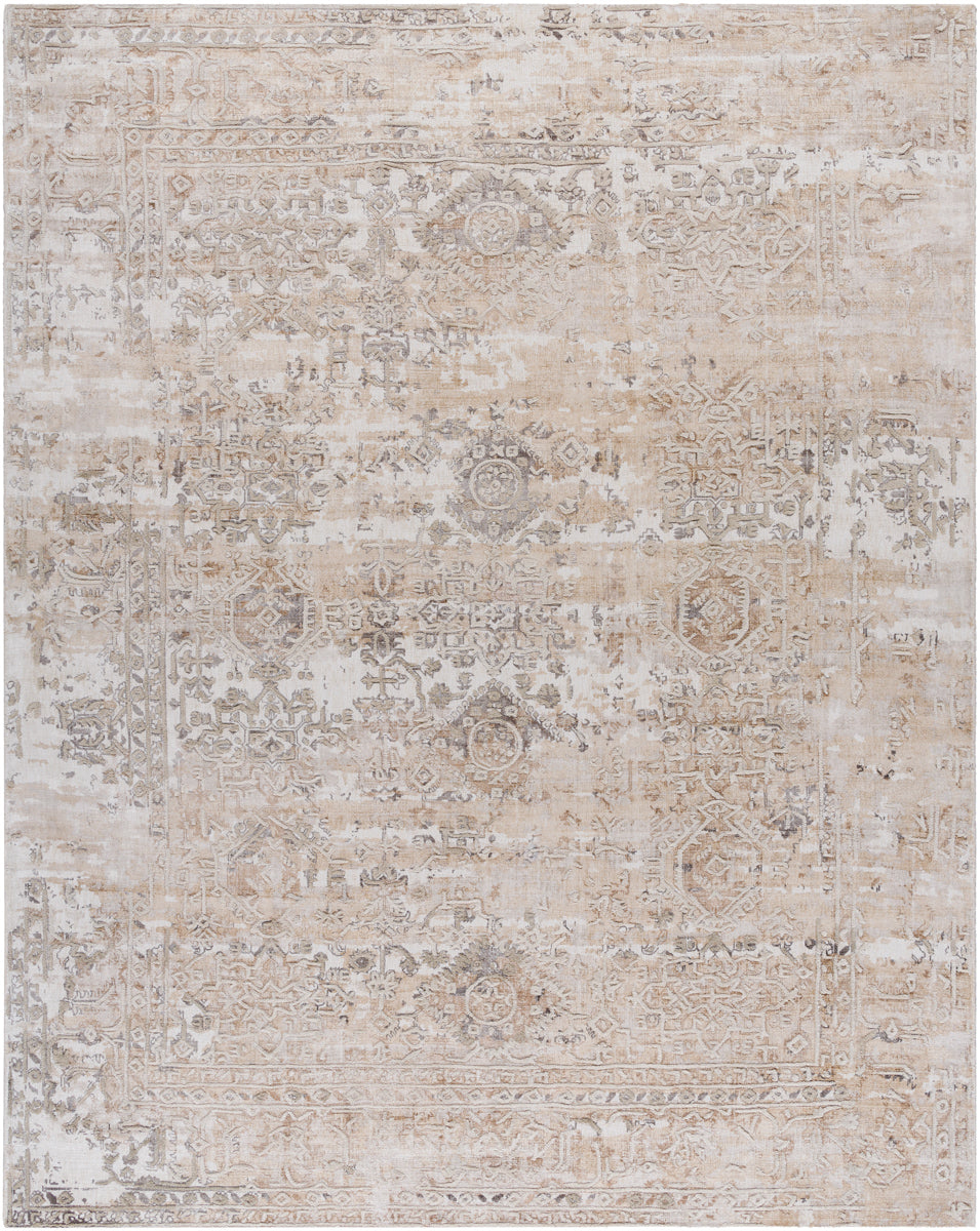 Jordan JOR-2309 8' x 8' Round Handmade Rug JOR2309-8RD  Ash, Metallic - Silver, Pearl Surya