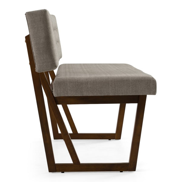 VIG Furniture Jordan Modern Grey & Walnut Dining Bench — Tufted Grey Upholstery, Walnut Frame, Angled Stable Legs VGMAMI-746-GRY