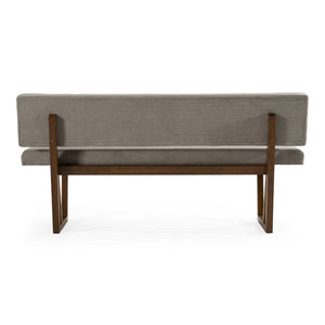 VIG Furniture Jordan Modern Grey & Walnut Dining Bench — Tufted Grey Upholstery, Walnut Frame, Angled Stable Legs VGMAMI-746-GRY