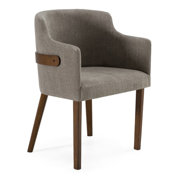 VIG Furniture Jordan Modern Grey & Walnut Dining Chair Set Of 2 — Mid-Century Cushioned Wrapback Seats, Walnut Legs, Versatile VGMAMI-723-GRY