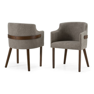 VIG Furniture Jordan Modern Grey & Walnut Dining Chair Set Of 2 — Mid-Century Cushioned Wrapback Seats, Walnut Legs, Versatile VGMAMI-723-GRY