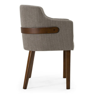 VIG Furniture Jordan Modern Grey & Walnut Dining Chair Set Of 2 — Mid-Century Cushioned Wrapback Seats, Walnut Legs, Versatile VGMAMI-723-GRY