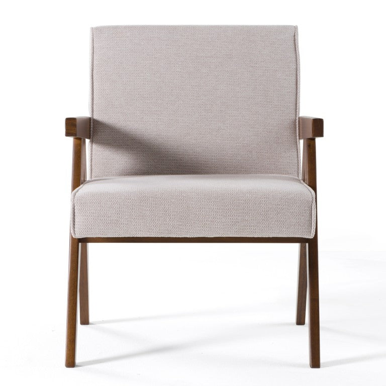 VIG Furniture Joseline Beige Fabric Accent Chair Set Of 2 With Walnut Legs — Modern Foam-Padded Comfort, Durable Finish VGMA-MI-1283-BGE