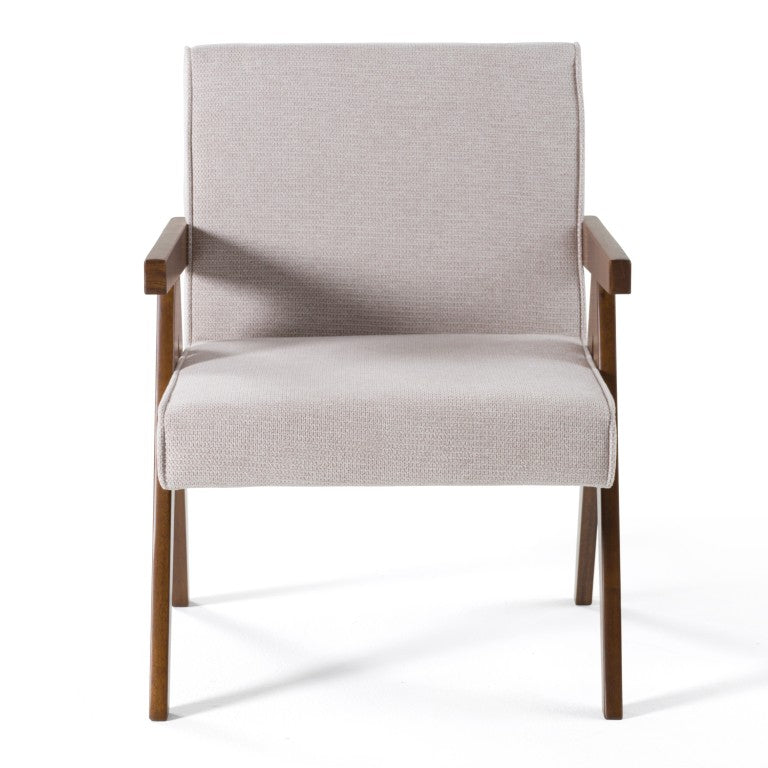 VIG Furniture Joseline Beige Fabric Accent Chair Set Of 2 With Walnut Legs — Modern Foam-Padded Comfort, Durable Finish VGMA-MI-1283-BGE