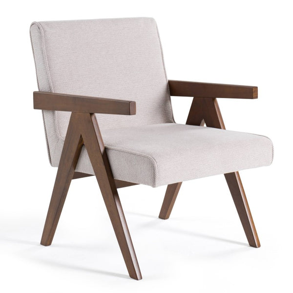 VIG Furniture Joseline Beige Fabric Accent Chair Set Of 2 With Walnut Legs — Modern Foam-Padded Comfort, Durable Finish VGMA-MI-1283-BGE