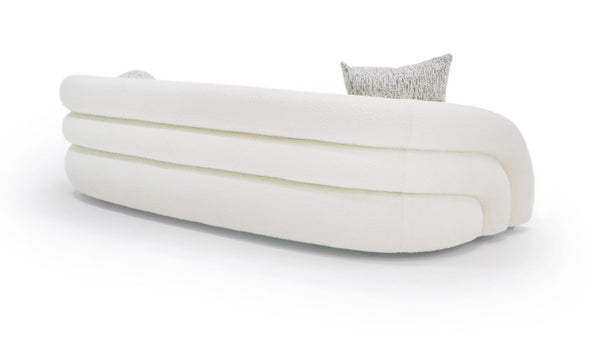 VIG Furniture Joshua Curved 4-Seater Bouclé Sofa In White With Taupe Pillows, High-Density Foam & Sturdy Frame VGOD-ZW-22031-S