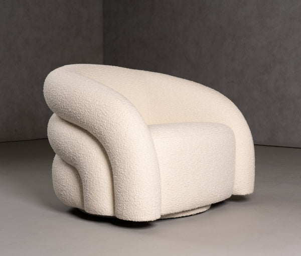 VIG Furniture Joshua Modern Fabric Accent Chair With White Bouclé, Ergonomic High-Density Foam, Hardwood Frame Elegance VGOD-DY-21117
