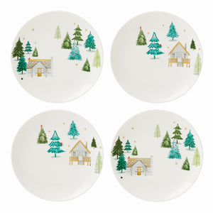 Lenox Balsam Lane 4-Piece Accent Plate Set Green, WHITE PORCELAIN 890751